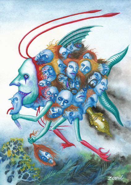 魚の頭を持つ人物 絵画 魚人ゴンガ 絵画 がらだま 通販 4570986｜Creema(クリーマ)