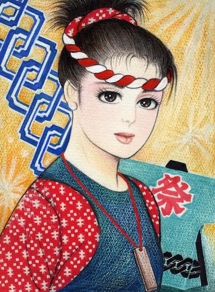 古典画 お祭り娘 歌絵 Art Meter