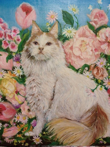 猫と花」 by MASAKO｜Artmeter｜暮らしを彩るアートが、きっと