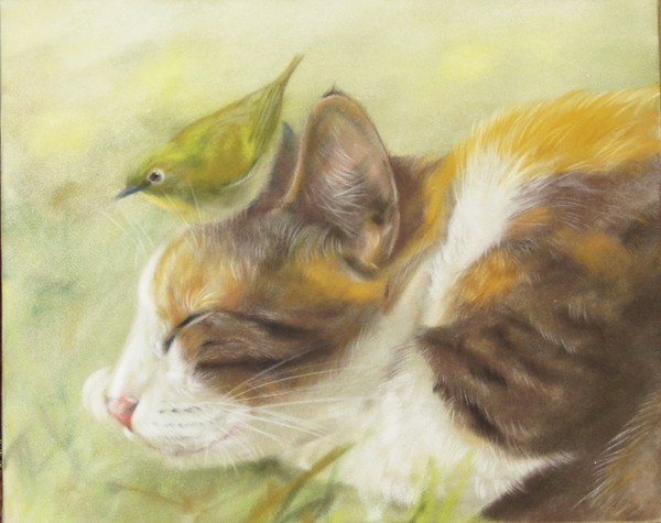 Cool画 ねむる三毛さんとメジロ くもざる Art Meter