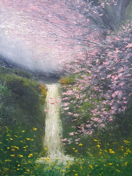 滝と桜