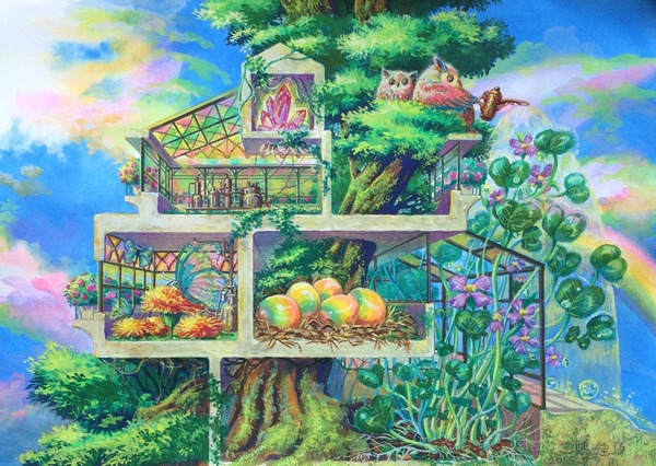 アクリル絵画　“Tree House” アクリル絵画“Tree House”