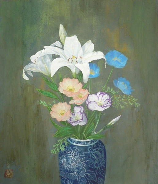 静物画 ユリと青い芥子 Matsuda Art Meter