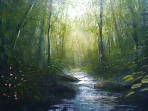 作品名:「小川」 画家名:「紫 香」 コメント:「木陰を流れる小川をイメージしました。」 ART-Meter