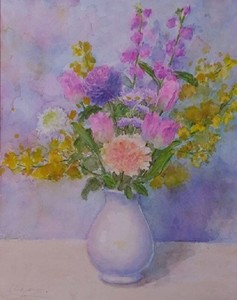 作品名:「春のかおり」 画家名:「Urara」 コメント:「花が美しく咲いた様を描きとめたくて水彩画で描いてみました。(6F)です。実物はもっとピンク色や黄色が濃く鮮やかです。(スマホで撮った画像をパソコンにインポートしたところ色味が薄く出てしまいました。)気に入っていただけると嬉しいです。」 ART-Meter