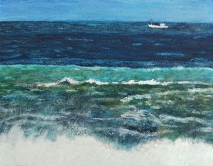 作品名:「荒海」 画家名:「ころね」 コメント:「職場近くのお昼休憩に行く海の絵です」 ART-Meter