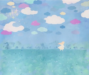 作品名:「空の雲」 画家名:「UMARE」 コメント:「女の子が見上げた空。
不思議な光と雲の色。」 ART-Meter