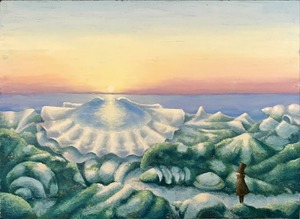 作品名:「真珠岬」 画家名:「Mikako」 コメント:「長い年月をかけて流れてきた貝殻が重なり、独自の風景をつくり出しています。」 ART-Meter