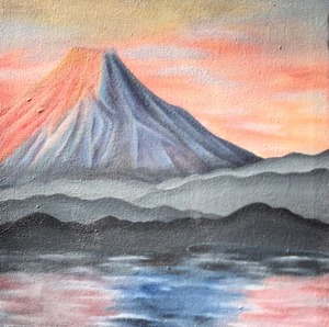 作品名:「富士山と水面」 画家名:「李華」 コメント:「縁起のいい富士山とそれを反射する美しい水面です

サイズ感は大きすぎず小さすぎずの
丁度いいサイズ感になっており、
華やかかつ落ち着く色合いで
インテリアとして部屋に馴染みやすい絵です」 ART-Meter
