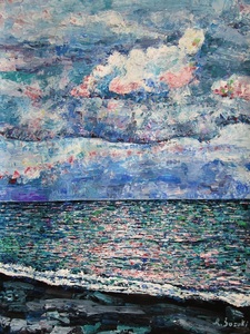 作品名:「海」 画家名:「鈴木」 コメント:「雲や、海面の輝きに力を入れました。」 ART-Meter