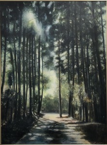 作品名:「木漏れ日」 画家名:「MASAKO」 コメント:「こちら県展、入選作品です。とても思い入れのある地元の風景を描きました。木漏れ日の光と木の影のバランスが難しかったです。光の中に静寂な空間が広がり、どこか懐かしく、癒される絵画となっております。」 ART-Meter