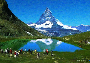 作品名:「マッターホルン (1/5)」 画家名:「ハンサムブースカ」 コメント:「山好きにはたまらない風景です。」 ART-Meter
