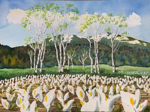 作品名:「白樺」 画家名:「おぜまる」 コメント:「山の鼻湿原、5月末頃の光景です。」 ART-Meter