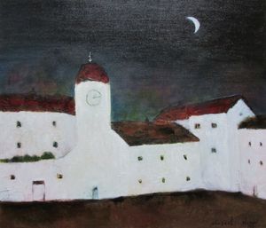 作品名:「白い月夜」 画家名:「月夜の散歩」 コメント:「静かな夜。」 ART-Meter