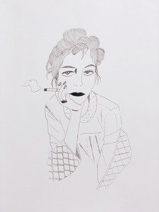 作品名:「煙草美人」 画家名:「orico」 コメント:「白黒イラストです。女性を描くのが好きで、今回は煙草と美人というテーマで描いてみました。」 ART-Meter