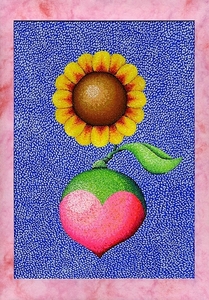 作品名:「夏」 画家名:「のいる」 コメント:「夏庭に咲く向日葵をイメージしました。
夏には庭に向日葵を植えましょう。。。

水彩画。

2ミリ程度の厚みがあります。」 ART-Meter