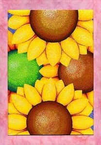 作品名:「ミドリの向日葵」 画家名:「のいる」 コメント:「色々な向日葵が咲いてます。
窓辺に向日葵飾ってください。。。

水彩画です。

2ミリ程度の厚みがあります。」 ART-Meter