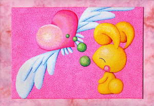 作品名:「恋するウサギ」 画家名:「のいる」 コメント:「恋するハートからたくさんの愛が生まれています。愛をどうぞ受け取ってください。
そのまま飾っていただけます。A4サイズのフレームに入れていただけると素敵に仕上がります。」 ART-Meter