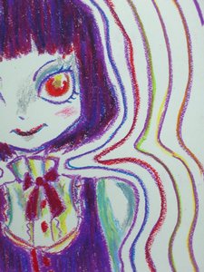 作品名:「むらさきの子」 画家名:「もぐもぐ」 コメント:「紫色のこわかわ系少女です。」 ART-Meter