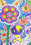 花の世界に住むねこ