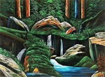 「深緑の小さな滝」