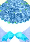 「花束 青色のバラ」