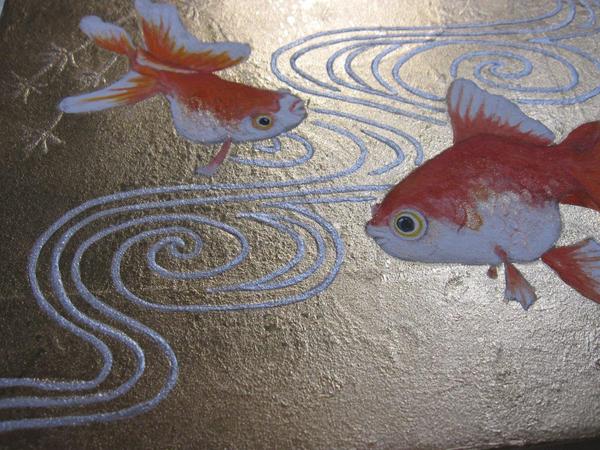金魚の群れ　油彩画 金魚」 by 朱里｜Artmeter｜暮らしを彩るアートが、きっと見つかる