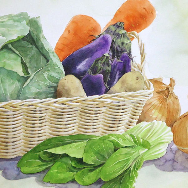 水彩画 花と野菜の静物 1月 | 2017 | 塩田由起子の『水彩毎日』