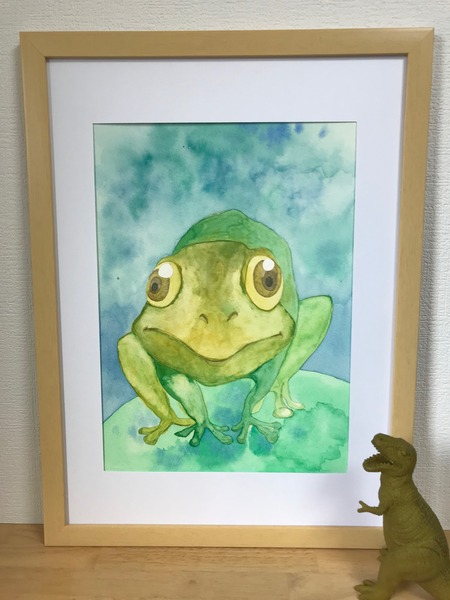 水墨画 日本画 動物 爬虫類 カエル キノコ 絵画 作家「Solitude