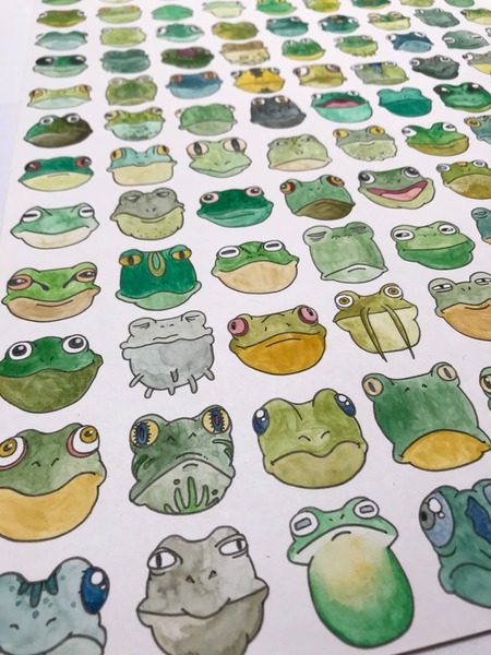 カエル　トビウオ　絵画　自作 ヒキガエルの絵カエルの油絵動物壁アート装飾 - ショップ