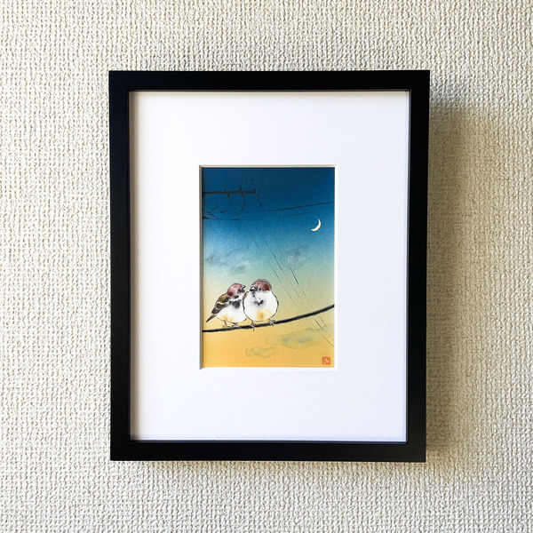 スズメたちと月」 by nana｜Artmeter｜暮らしを彩るアートが、きっと