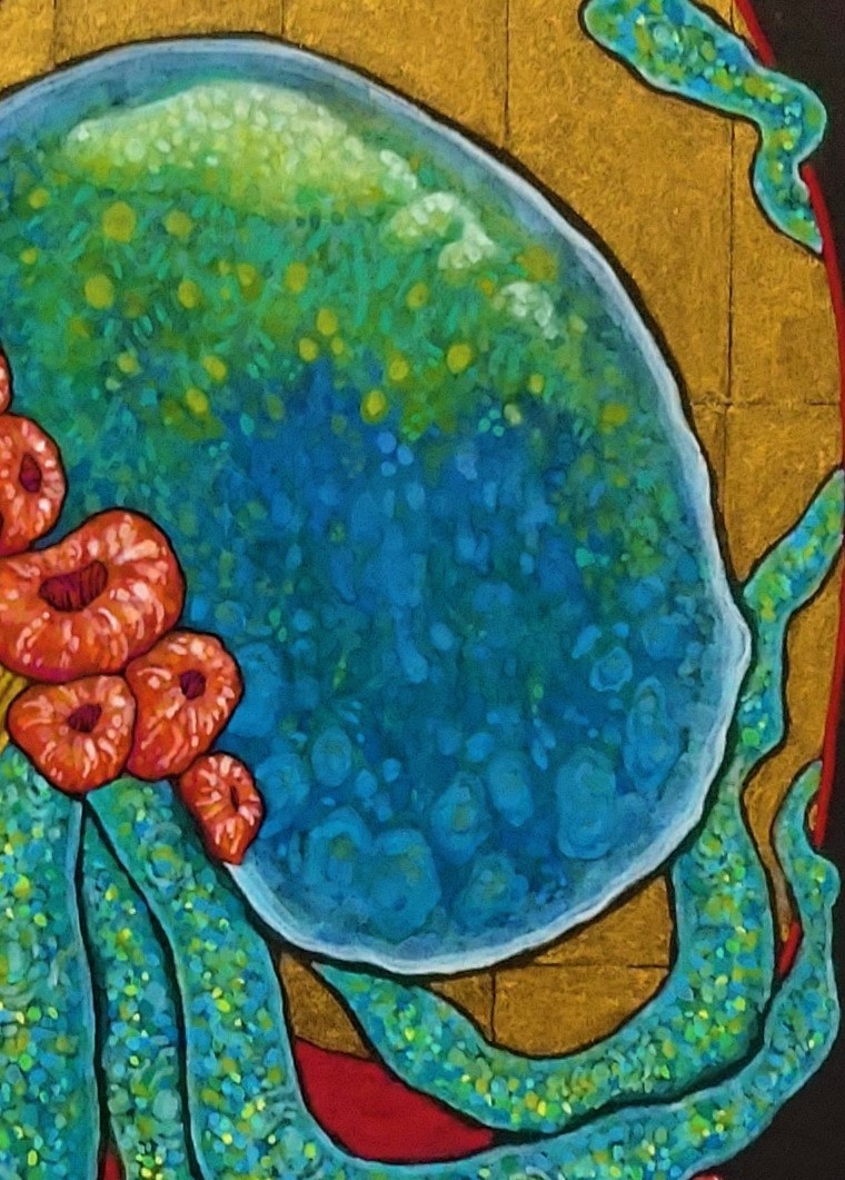 作品の一部(頭部、飾り)をアップにしています。