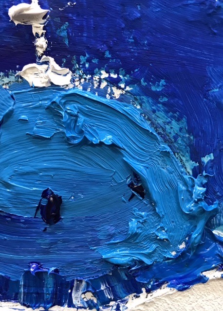 ヴギュド油彩画 青と白の風景画サイン入り ヴギュド油彩画 青と白の風景画サイン入り ヴギュド油彩画 青と