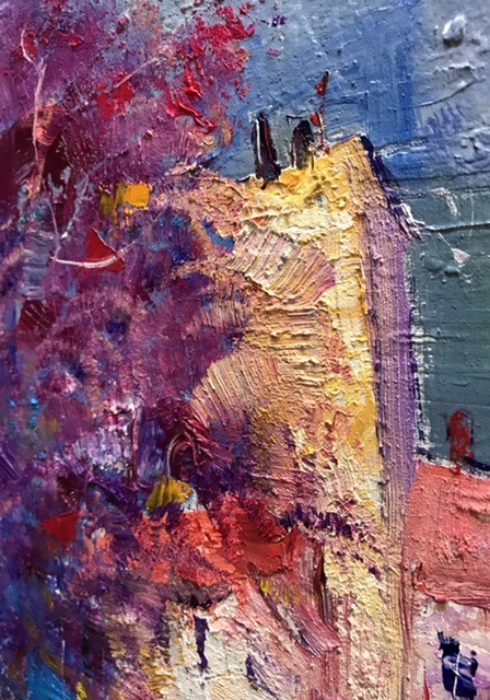 油絵ブルージュの運河