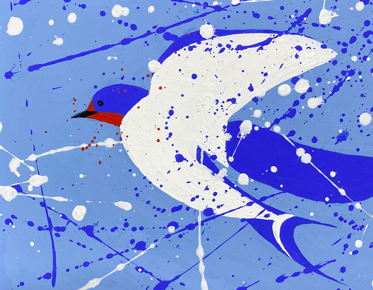 ヨウム　フレーム付き　油絵