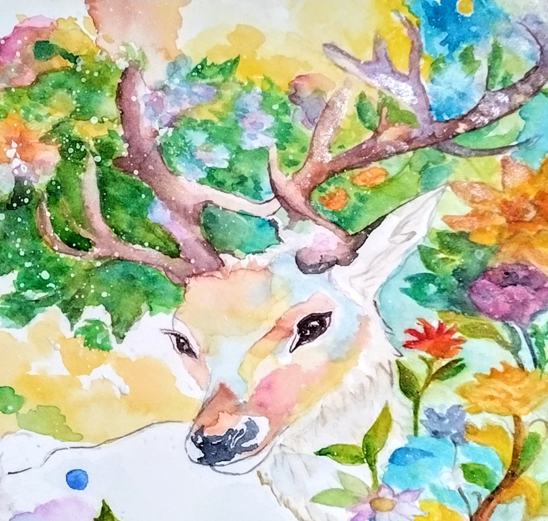 角の部分にキラキラと輝く鉱石絵具を使用しています。