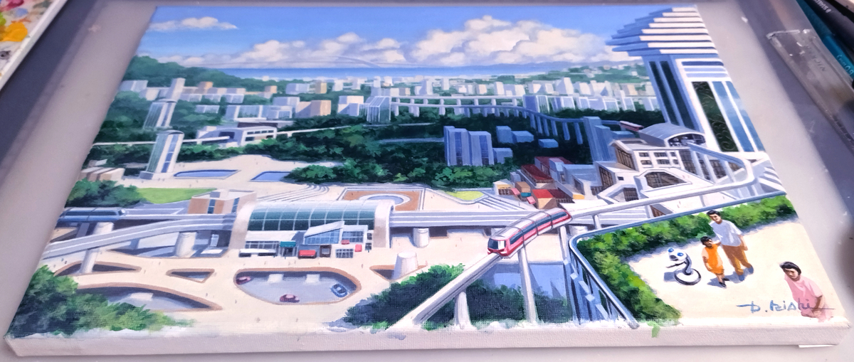 F4号麻張りキャンバスにアクリル着彩です。