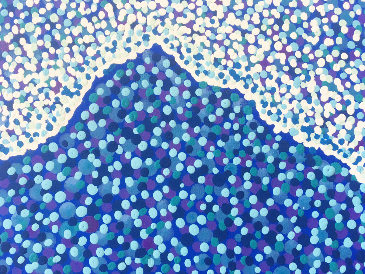 接写しました。幾つもの色の点を打って描いています。