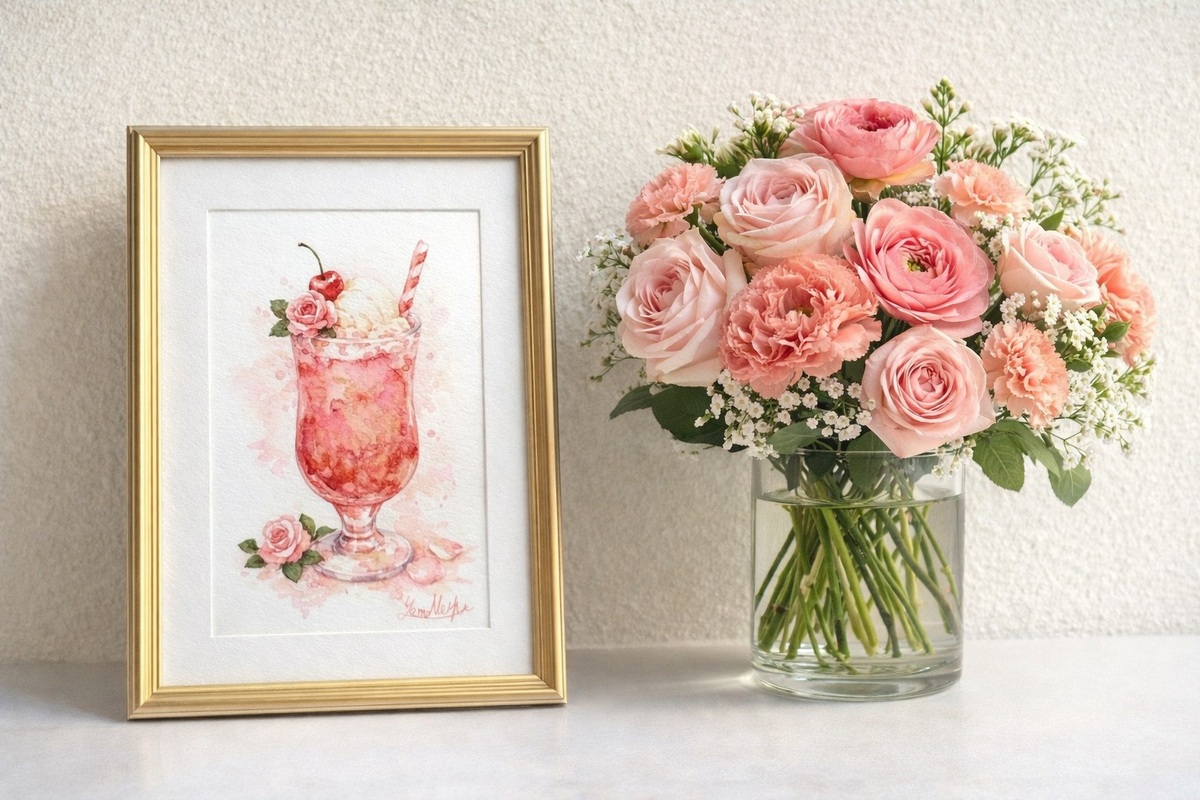 コンパクトなポストカードサイズですので、お気に入りのコーナーやデスク周りに。 薔薇の色彩がお部屋に華やかさを運び、ふとした瞬間に優雅な気分を思い出させてくれます。