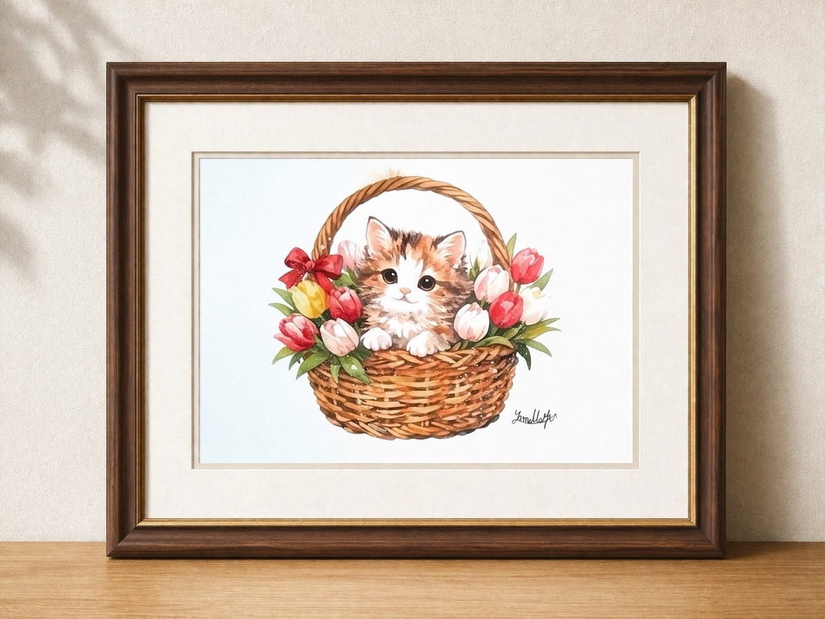 額装無しです。お好みのフレームに入れて、リビングのメインスペースや、ほっと一息つくティーコーナーに。