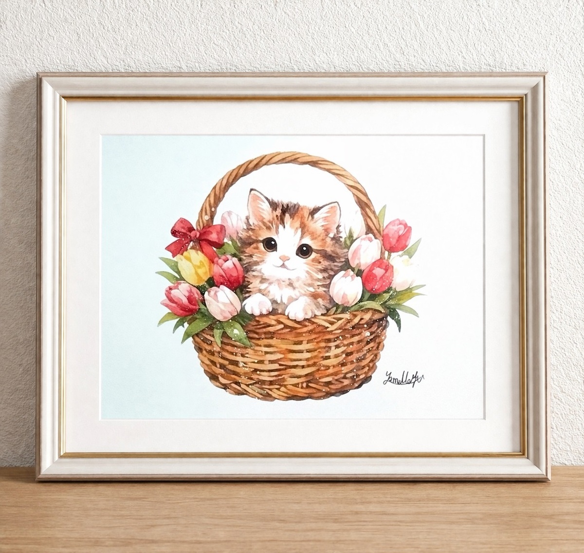 額装無しです。お好みのフレームに入れて、リビングのメインスペースや、ほっと一息つくティーコーナーに。