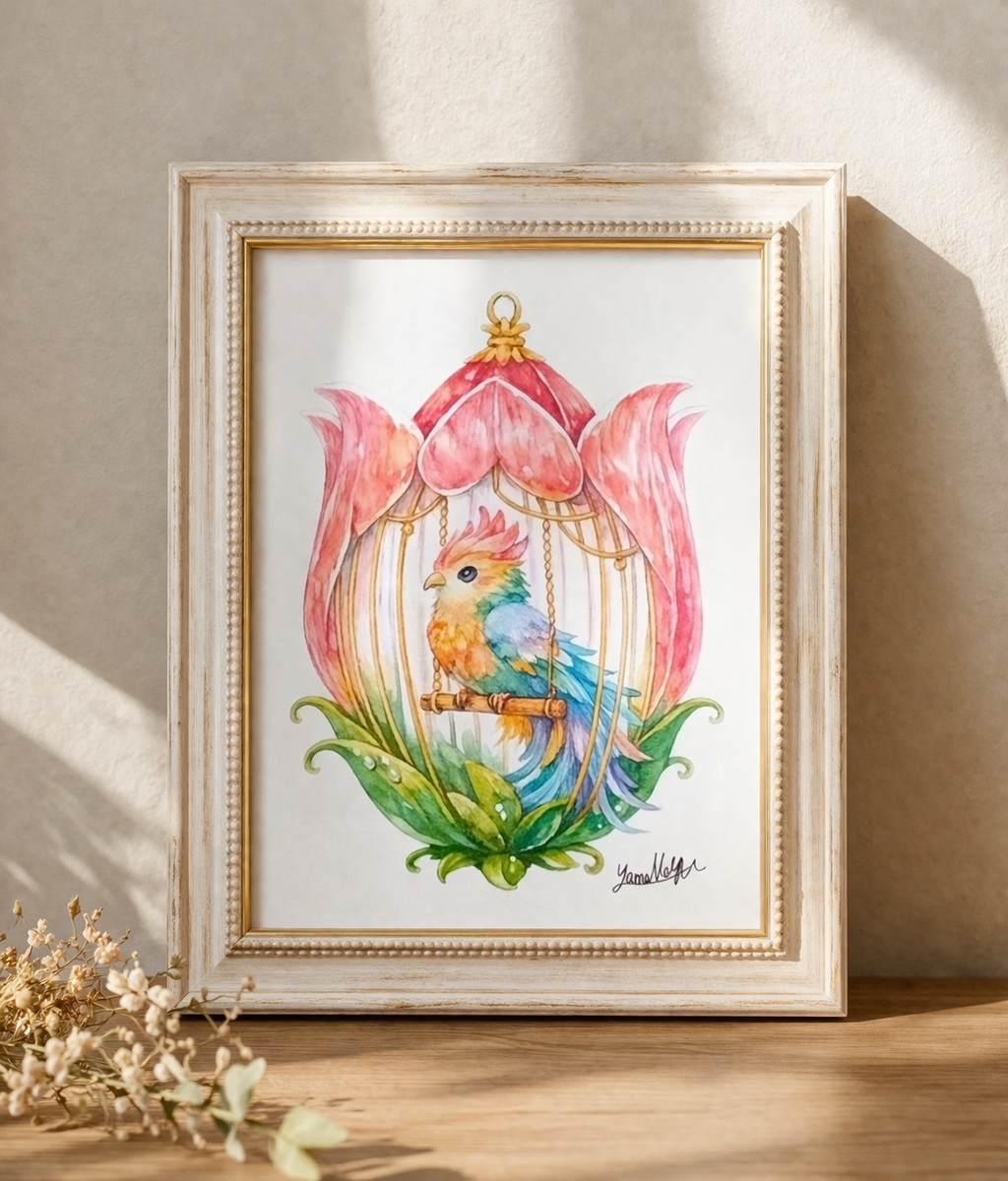 額装無しのため、お気に入りのフレームに入れてお楽しみください。
デスクサイドやベッドルームなど、ふとした瞬間に視界に入る場所に。