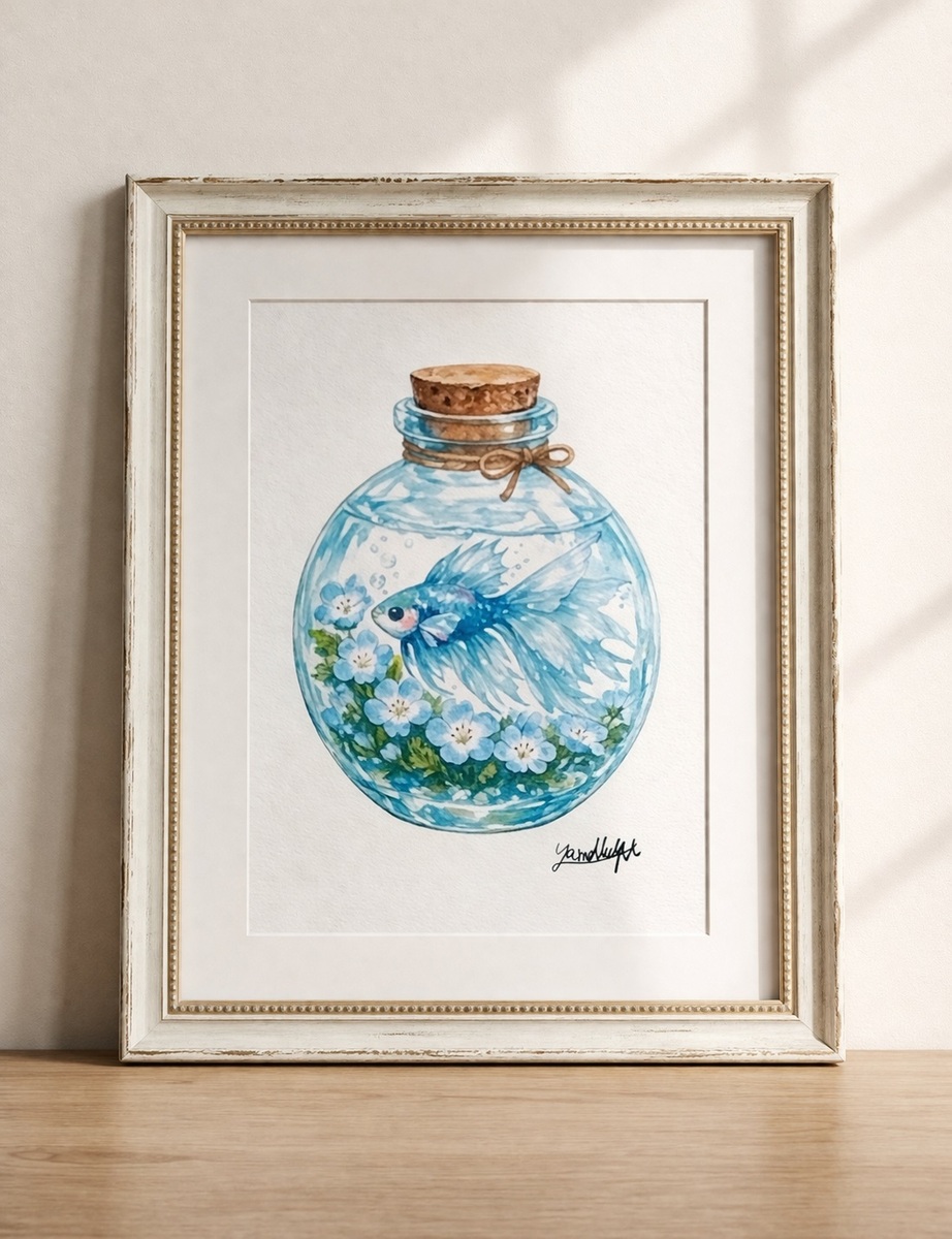 額装無しのため、お好きなフレームに入れてお楽しみください。
デスクの上や、お気に入りの本棚の隙間に。