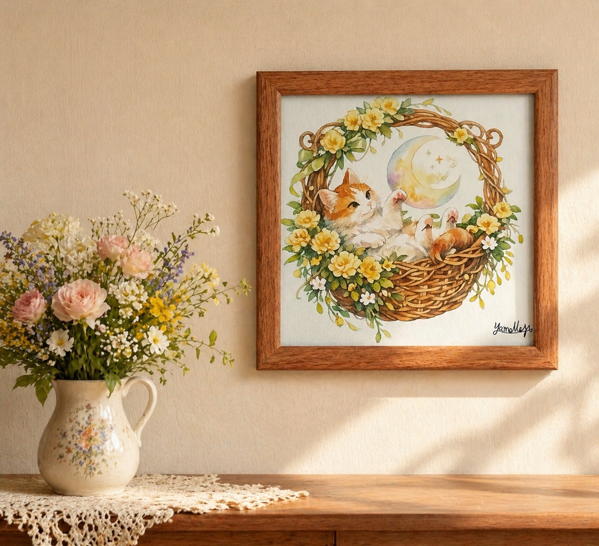 絵単体は17×17cmです。
お気に入りの正方形のフレームに入れてもお楽しみいただけます。