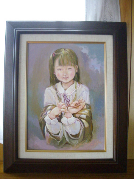 (@^-^@) 額に、入れてみました。