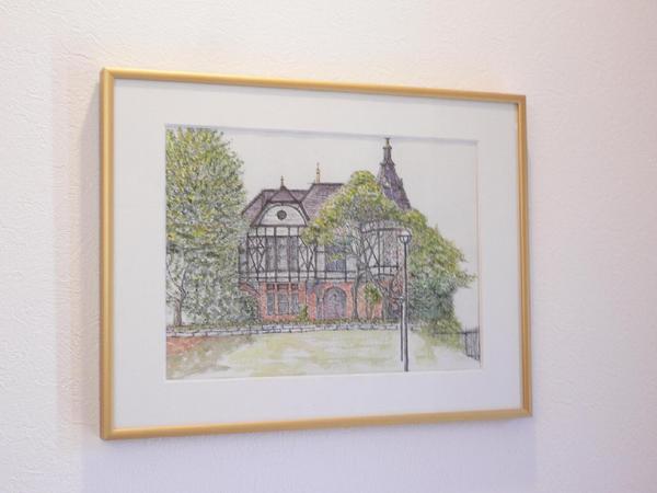 さわやかな新緑の5月。気持ちいいときですね。
絵(原画)の大きさはF4ですので、絵を額にいれても
さほど場所をとりません。
玄関、階段、廊下、トイレなど、ちょっとしたところのインテリアにいかがでしょうか。
明治学院大の卒業生または在校生、お部屋にいかがでしょうか?
きっと、イイ感じになると思います。