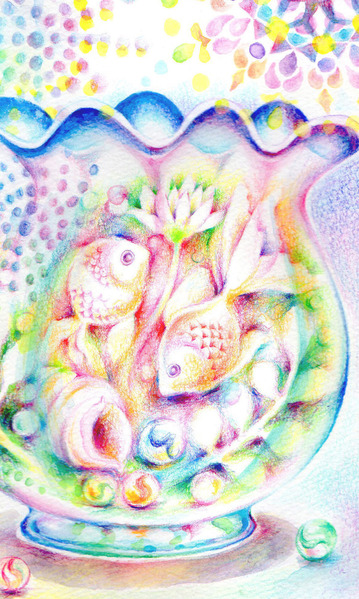 スキャンした画像です。額入りのものは撮影したものなので、こちらのほうが鮮明かもしれません。モニターによっても色合い等違うと思いますがご参考まで。