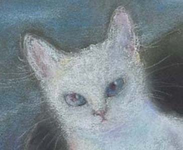 パステルの粉の柔らかさ煌きが、猫の毛皮や瞳を深く表現してくれます。