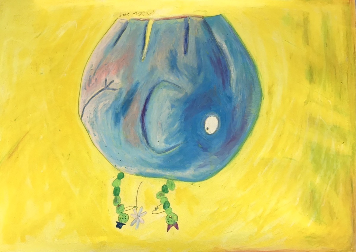 ゾウとアオムシの太陽/oil pastel