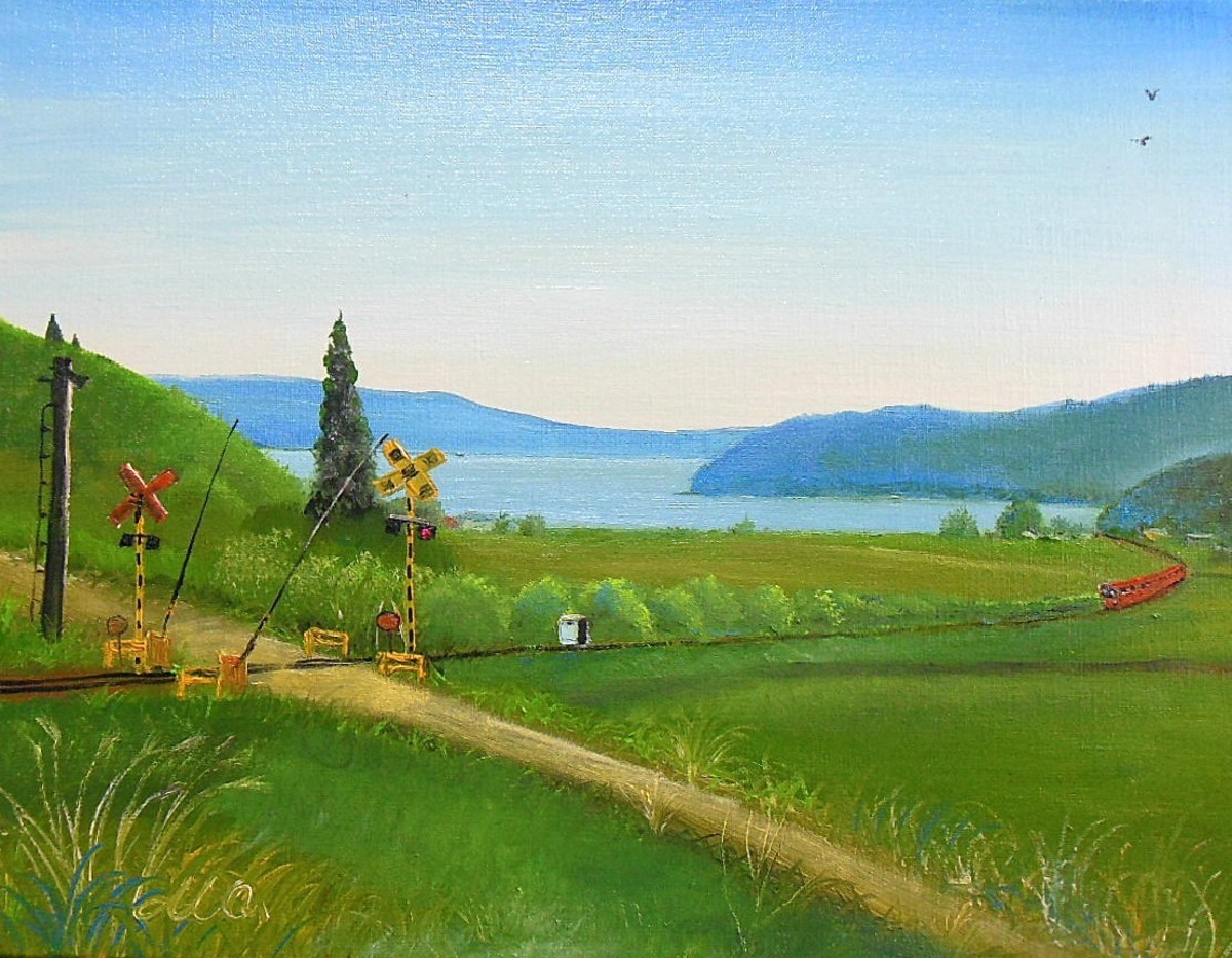 海の見える向田踏切風景 f-6号